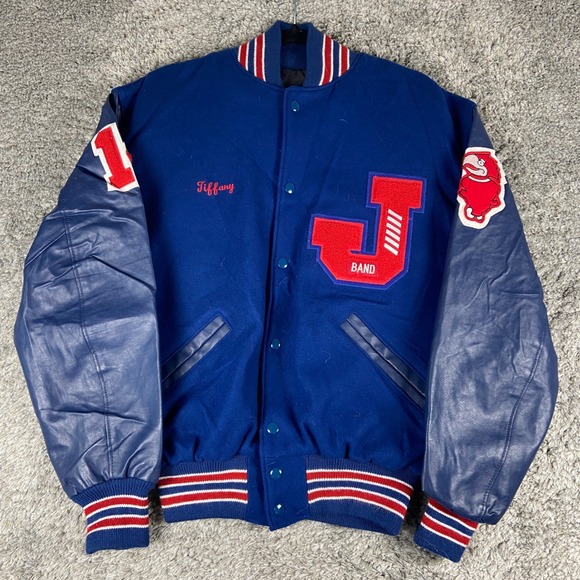 Neff Other - Vintage Neff Varsity Jacket Mens M Blue Wool Leather Letterman Band J 14 Tiffany